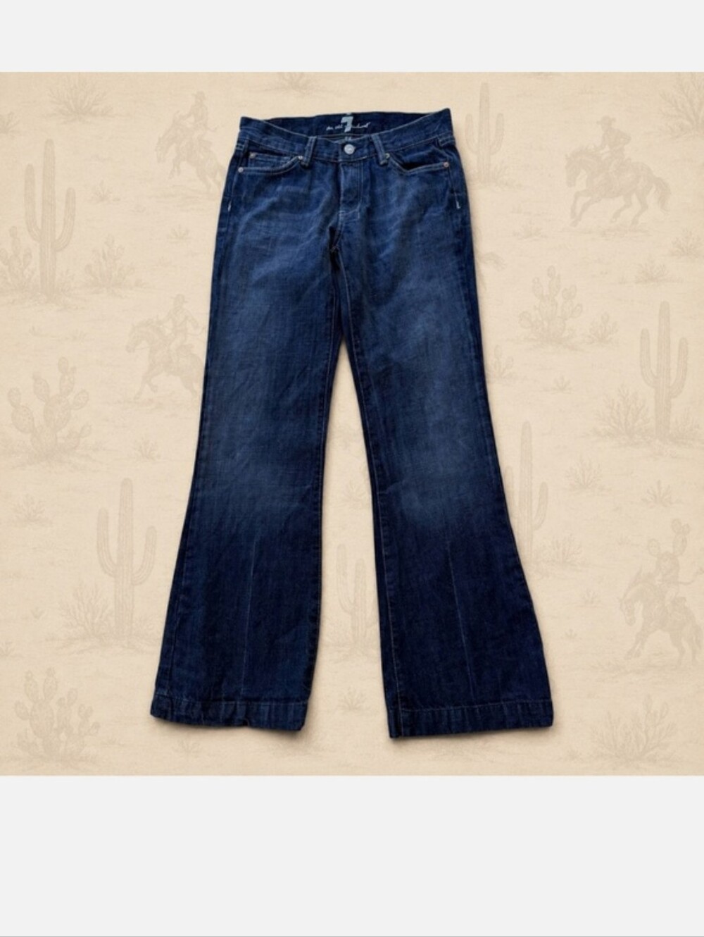 7FAM Dojo Jeans 27x30” Wide Leg Trouser Denim Rhinestones-missing